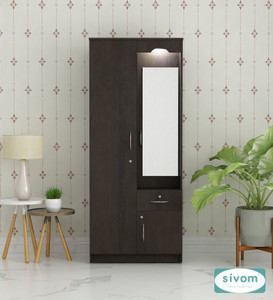 SIVOM SYNTAX Multipurpose 2 Door Wardrobe With Dressing Table/ Spacious 7 Shelves Engineered Wood 2 Door Wardrobe