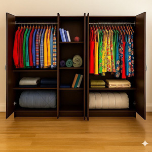 Home Full Eric Wenge Engineered Wood 5 Door Wardrobe