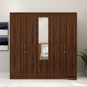 Wooden Street Mahin 5 Door Wooden Almira/Closet/Wardrob For Bedroom/Home Engineered Wood 5 Door Wardrobe