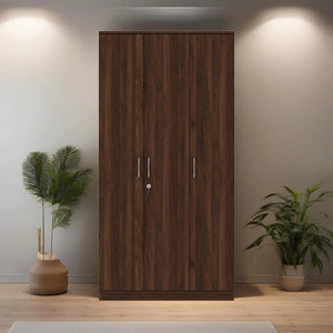 Wooden Street Kayden 3 Door Multi Utility Wardrobe With Hanger Rod For Bed Room/Guest Room Engineered Wood 3 Door Wardrobe