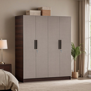 Trevi Mustang (Fabric Finish 4 door Almirah/Almari) Engineered Wood 4 Door Wardrobe