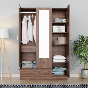 Wakefit Gingham Engineered Wood 3 Door Wardrobe