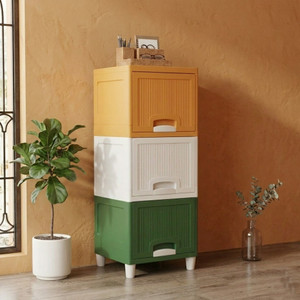 Scrub Daddy multi layer drawer cabinet Storage Cupboard with Doors Plastic 3 Door Almirah