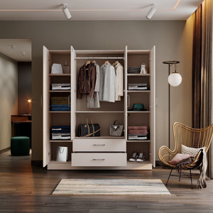 Wakefit Organza Plus Engineered Wood 4 Door Wardrobe