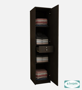 SIVOM Jennifer Multipurpose Single Door Wardrobe / Spacious Shelves with Hanging Rail Engineered Wood 1 Door Wardrobe