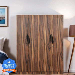 Mintwud from Pepperfry Maya 4 Door Wooden Wardrobe With 2 Hanger Road For Bedroom/Home Engineered Wood 4 Door Wardrobe