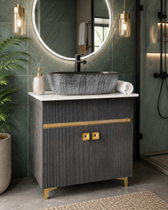 CLEOPATRA Premium Gold 24" freestanding Wash Basin Vanity Cabinet For Bathroom 2451F Over Counter Basin