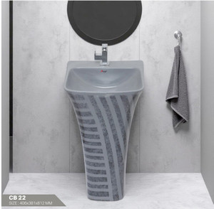 LUXEHOME Elegant Ceramic Standing Wash Basin with Pedestal – Glossy Finish Luxury Contemporary Quba Series Standing Wash Basin | Durable Ceramic Pedestal Pedestal Basin