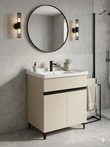 BOBBYEXPORT T Premium 24" Modern Bathroom Vanity Cabinet with Ceramic Basin Floor Mounted BEBT01 Table Top Basin