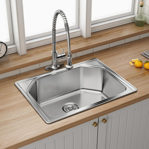 MESSINA Hexagon Sound Proof Single Bowl Matte Finish Handmade 24X18X10 Kitchen Sink With Waste Coupling Vessel Sink