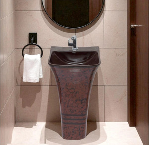 LUXEHOME Elegant Ceramic Standing Wash Basin with Pedestal – Glossy Finish Luxury Contemporary Quba Series Standing Wash Basin | Durable Ceramic Pedestal Pedestal Basin