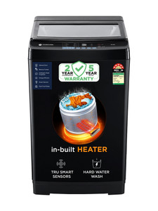 MOTOROLA 10 kg with Hard Water Wash Protection & Air Dry Fully Automatic Top Load Washing Machine with In-built Heater Black