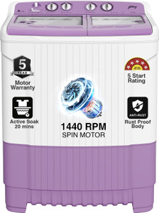 Godrej 8 kg with Tri-Roto Scrub Pulsator Washing Machine Semi Automatic Top Load White, Pink
