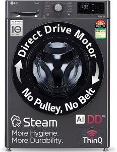 LG 9 kg 5 Star with AI Direct Drive, 6 Motion, Inverter Direct Drive, Steam and Wi-Fi Enabled Fully Automatic Front Load Washing Machine with In-built Heater Black
