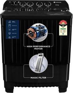 MOTOROLA 8 kg 5 star rating Midnight Series Semi Automatic Top Load Washing Machine Black