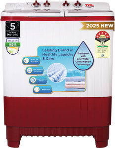 TCL 10 kg 5 Star with Extra Powerful Motor, Magic Filter and Fast Dry Semi Automatic Top Load Washing Machine Red