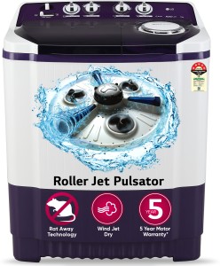 LG 7.5 kg 5 Star with Roller Jet Pulsator with Soak, Wind Jet Dry and Rat Away, 5.5 Kg (Spin Tub Capacity) Semi Automatic Top Load Washing Machine Purple