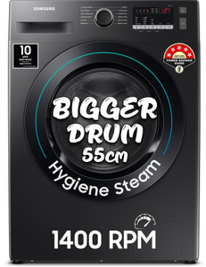 Samsung 9 kg 5 Star, Hygiene Steam Fully Automatic Front Load Washing Machine with In-built Heater Black