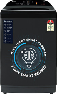 MOTOROLA 9 kg 5 Star, Intelligent Smart Programs Fully Automatic Top Load Washing Machine Grey, Black