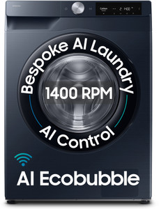 Samsung 9 kg 5 Star, AI Control, AI Ecobubble, Super Speed, Wi-Fi, Hygiene Steam, Digital Inverter Motor Fully Automatic Front Load Washing Machine with In-built Heater Blue