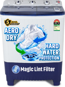 Kenstar 8 kg 5Star Rated High Performance Motor With 1350RPM, 5-Fin Pulsator, Aero Dry Function , Magic Lint Filter Semi Automatic Top Load Washing Machine Blue, White