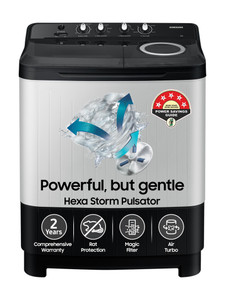 Samsung 8 kg 5 Star, Air Turbo Drying Semi Automatic Top Load Washing Machine Black, Grey