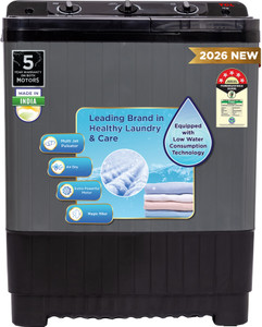 TCL 7 kg 5 Star with Extra Powerful Motor, Magic & Lint Filter, Multi Jet Pulsator and Fast Dry Semi Automatic Top Load Washing Machine Black