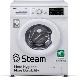 LG 7 kg 5 Star with Steam, Inverter Direct Drive Technology, 6 Motion Direct Drive, Touch Panel and 1200 RPM Fully Automatic Front Load Washing Machine with In-built Heater White