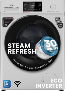 IFB 8 kg 5 Star with Steam Refresh program, 9 Swirl Wash, Eco Inverter, Touch Panel with AI Fully Automatic Front Load Washing Machine with In-built Heater White