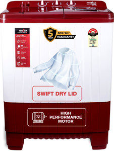 Kenstar 8.5 Kg Swift Dry Lid Semi Automatic Top Load Washing Machine White, Red