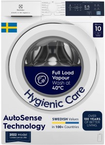 Electrolux 9 kg 5 Star EcoInverter, 40C Vapour Wash,UltimateCare 300 Fully Automatic Front Load Washing Machine White