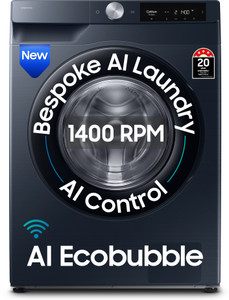 Samsung 9 kg 5 Star, AI Control, AI Ecobubble, Super Speed, Wi-Fi, Hygiene Steam, Digital Inverter Motor Fully Automatic Front Load Washing Machine with In-built Heater Grey