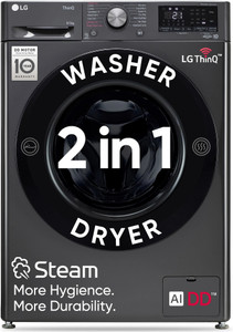 LG 9/5 kg Washer with Dryer AI Direct Drive Technology, Wi-Fi Enabled , Steam reduce germs & allergens, TurboWash Ready to Wear Clothes with In-built Heater with In-built Heater Black