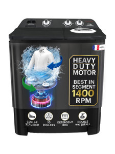 Thomson 7.5 kg 5 Star Aqua Magic with Double Waterfall, Detergent Box, 3D Rollers Technology, Magic Filter, Collar Scrubber, Turbo Dry Technology, Semi Automatic Top Load Washing Machine Black