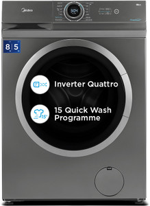Midea 8/5 kg Washer with Dryer Inverter Motor, 1400 RPM, In-built Heater, Quick 15 Wash cycle with In-built Heater Grey