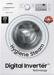 SAMSUNG 6 kg 5 Star Inverter with Hygiene Steam Fully Automatic Front Load with In-built Heater White