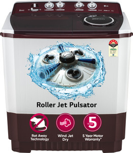 LG Electronics 10.5 kg Semi Automatic Top Load Washing Machine Maroon, White