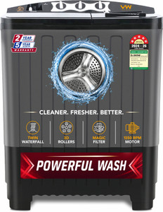 VW 7.5 kg Semi Automatic Top Load Washing Machine Black - Image 6