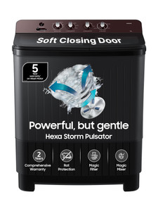 Samsung 8 kg 5 Star Semi Automatic Top Load Washing Machine (Grey, - Image 1