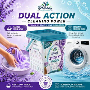 Sermons Matic Wash Detergent Powder 5kg Dissolves Easily, Color Safe Detergent Powder Detergent Powder (ACTIVE FRESH)