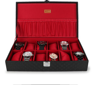LEDO Watch Box Holder Organizer, Black, Holds 12 Watches - Image 1