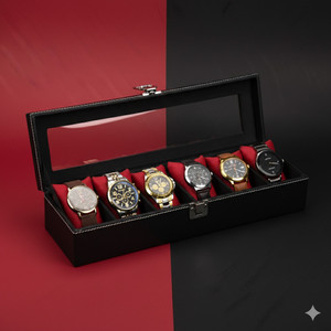 Desicraft 6-Compartment Watch Box in Black - Image 6