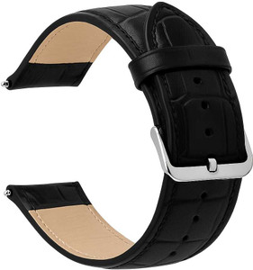 र्स्ट्रैप 22mm Croc Black Genuine Leather Watch Strap Belt for Men | Replacement Band 22 mm जेन्युइन लेदर वॉच स्ट्रैप