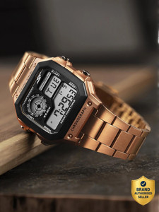SONATA SF Hexa Metal Digital Black Dial Rose Gold Stainless Steel Strap Digital Watch - For Men & Women