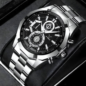 FNB EDY-SlvBlack-1801 Silver Analog Watch - For Men - Image 6