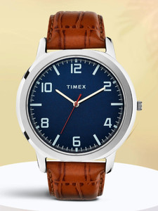 TIMEX Navy Dial Leather Strap Analog Watch - For Men