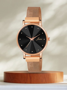JAINX Rose Gold Mesh Magnet Chain Analog Watch  - For Women