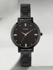 TIMEX Black Dial Stainless Steel Analog Watch  - For Women
