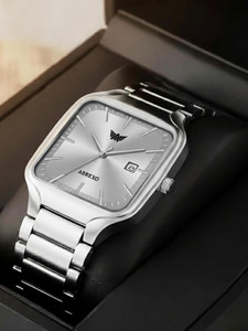 ABREXO Abx8875-All Silver Date Watch Trending Silver New Designer Date Working Silver Stainless Steel Analog Watch  - For Men