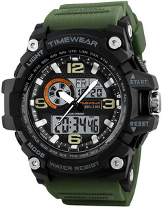 TIMEWEAR 1283ARMYGREEN TIMEWEAR Black Dial Green Silicone Strap Sports Analog-Digital Watch  - For Men